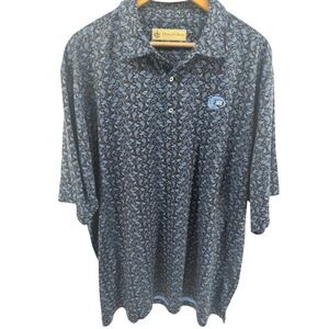 Donald Ross Sportswear Mens XXL Gator Creek Paisley Golf Polo Shirt Blue Black